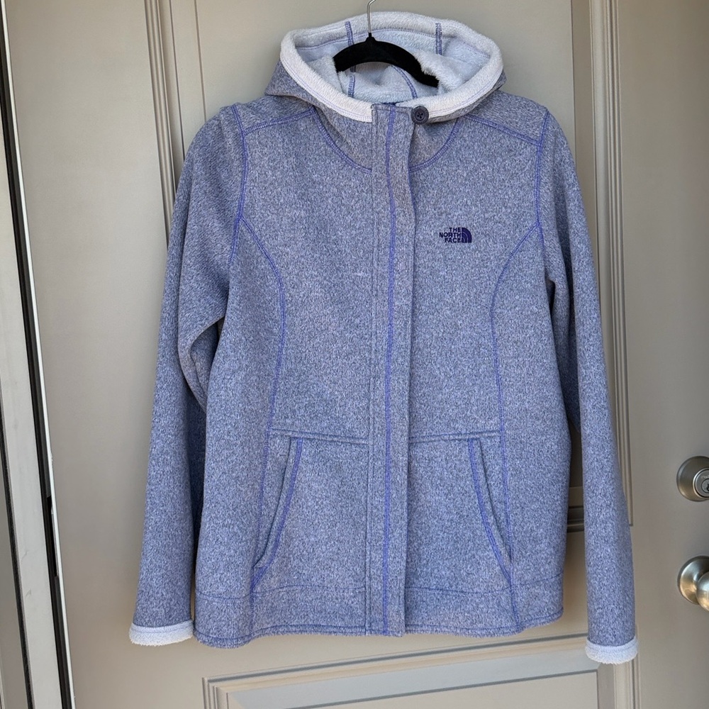 Womens North Face Light Purple Fleece Jacket with hood